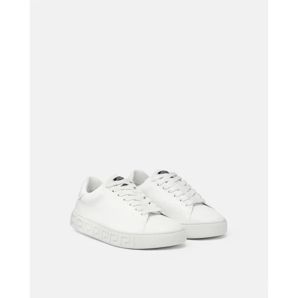 Versace Greca Nylon Sneakers in White, view 2 | Sneakers