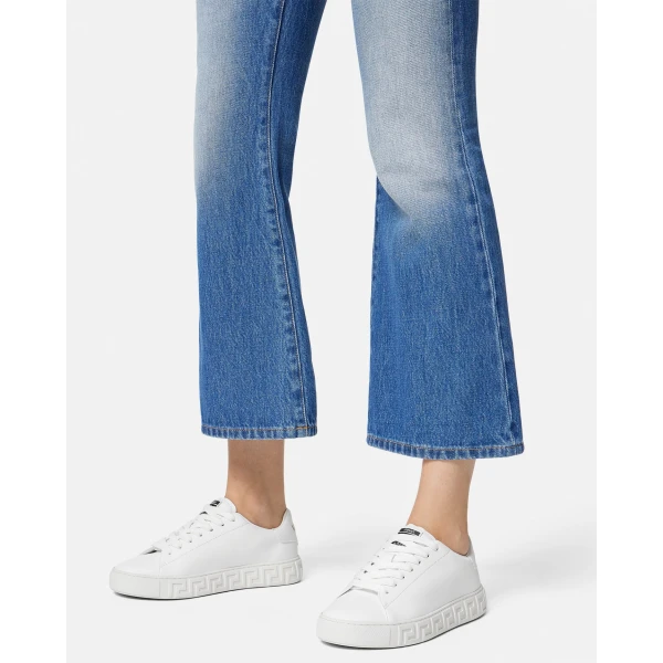 Versace Greca Nylon Sneakers in White, view 3 | Sneakers