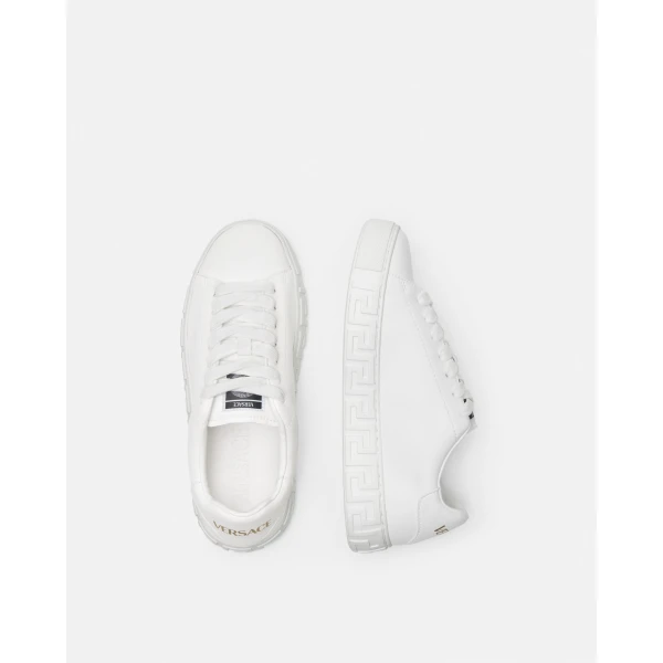 Versace Greca Nylon Sneakers in White, view 4 | Sneakers