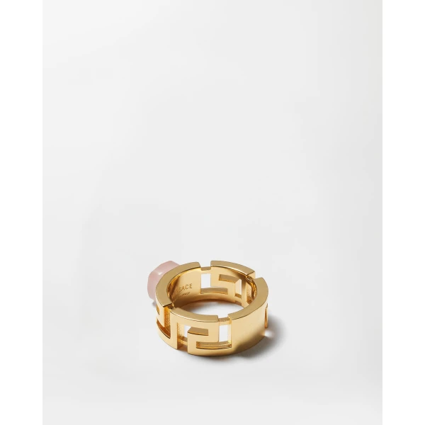 Versace Greca Ring in Gold and Pink, view 4 | Rings