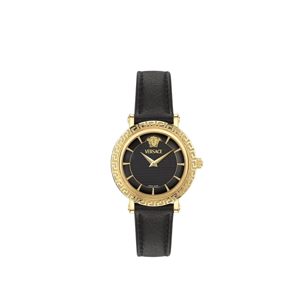 Versace Greca Sphere Nova Watch in Black and Gold | Watches | Coveti