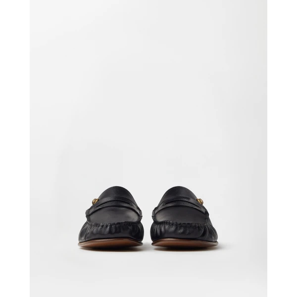 Versace Guanto Leather Loafers in Black, view 3 | Loafers
