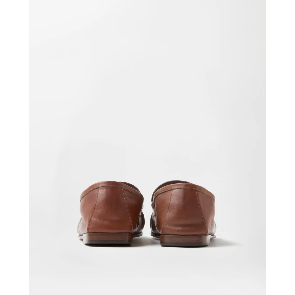 Versace Guanto Leather Loafers in Brown, view 6 | Loafers