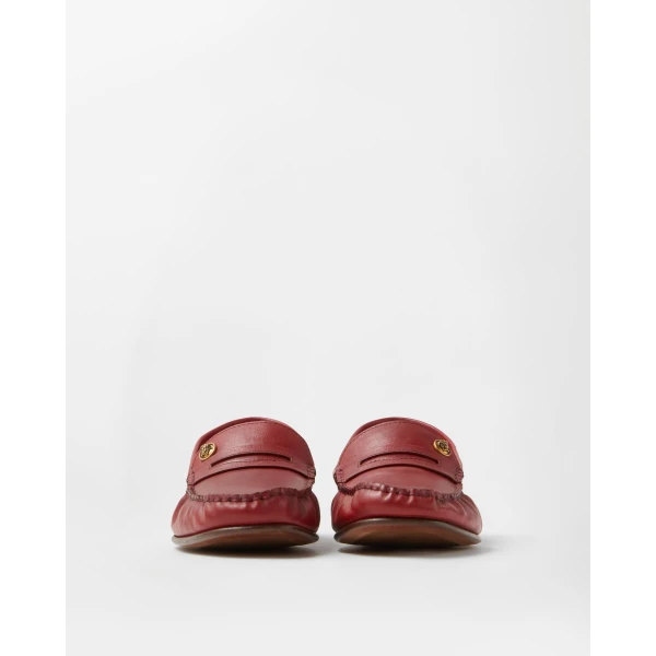 Versace Guanto Leather Loafers in Red, view 3 | Loafers