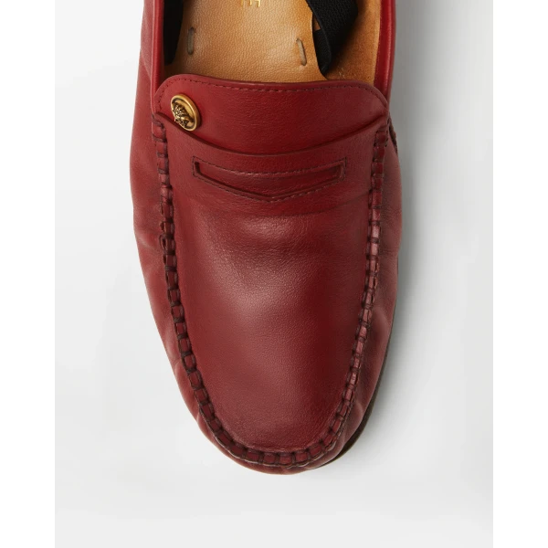 Versace Guanto Leather Loafers in Red, view 6 | Loafers