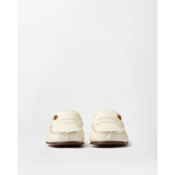 Versace Guanto Leather Loafers in White, view 3 | Loafers