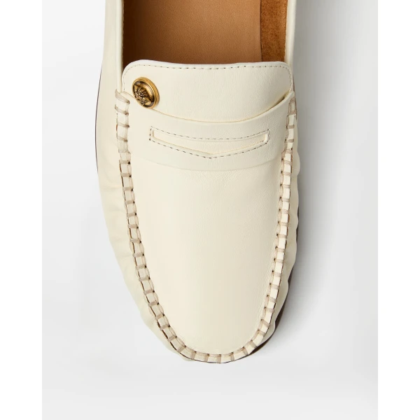 Versace Guanto Leather Loafers in White, view 6 | Loafers