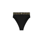 Versace High Waist Bikini Bottoms in Black | Bikini | Coveti