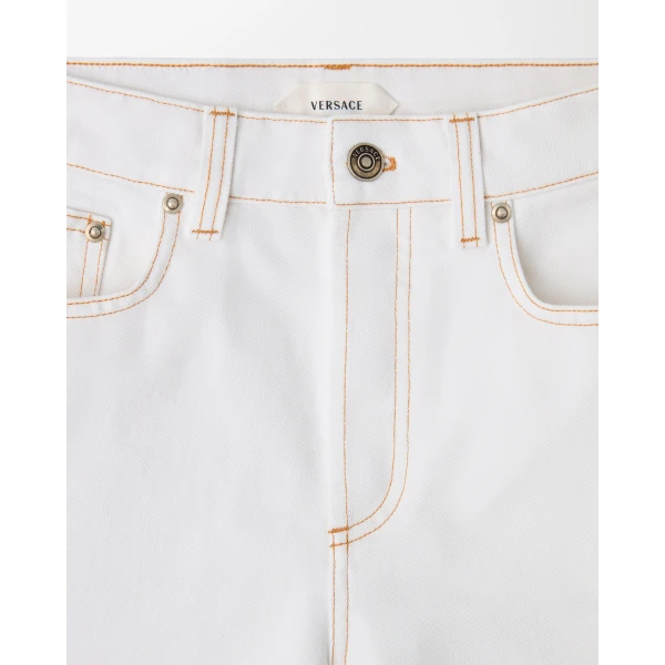 Versace High-Waist Jeans in White, view 2 | Denim