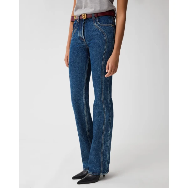 Versace High-Waist Straight Jeans in Blue, Ref. 1027142, view 4 | Denim