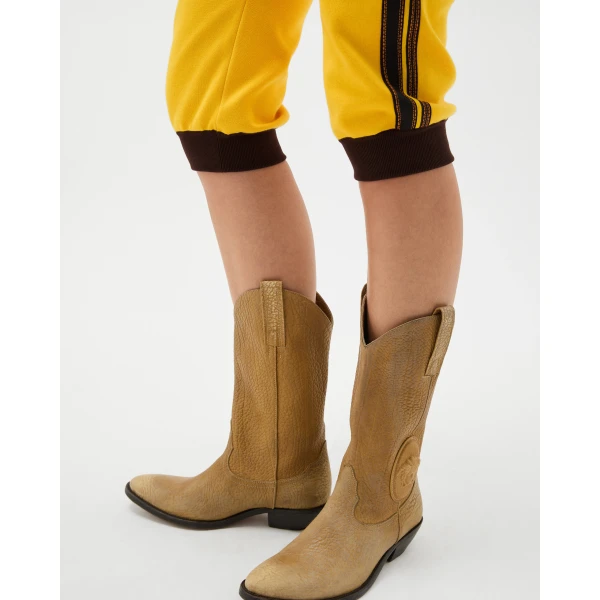 Versace Houston Leather Texan Boots 35 mm in Beige, view 2 | Boots