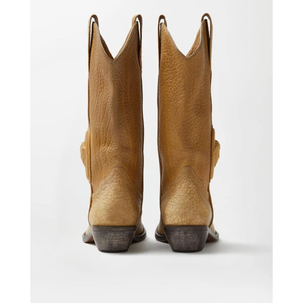Versace Houston Leather Texan Boots 35 mm in Beige, view 6 | Boots