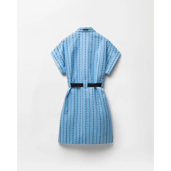 Versace Jacquard Cotton-Silk Mini Dress in Light Blue, view 3 | Mini Dresses