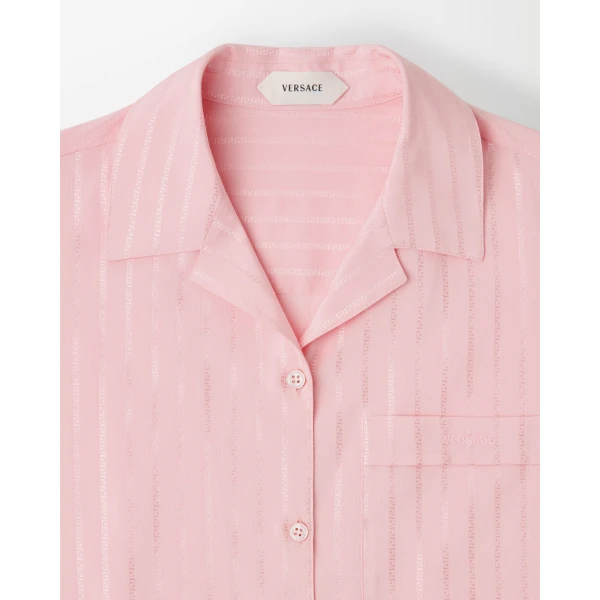 Versace Jacquard Cotton-Silk Shirt in Pink, view 2 | Shirts