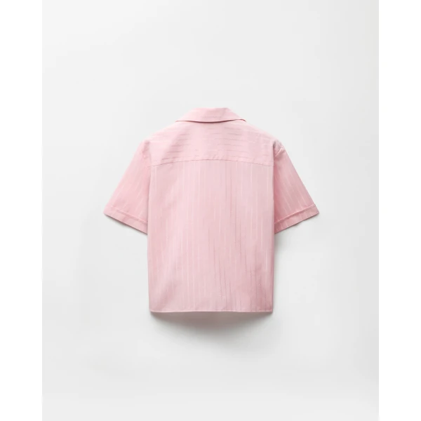 Versace Jacquard Cotton-Silk Shirt in Pink, view 3 | Shirts