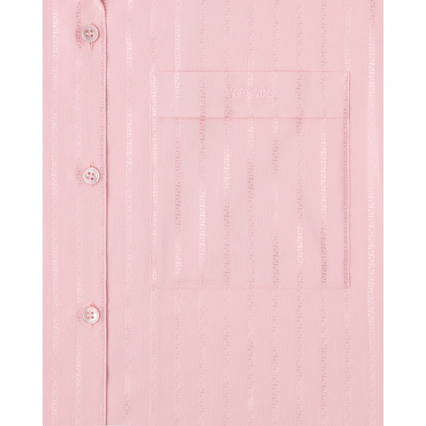 Versace Jacquard Cotton-Silk Shirt in Pink, view 4 | Shirts