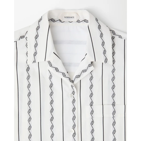 Versace Jacquard Cotton-Silk Shirt in White, view 2 | Shirts
