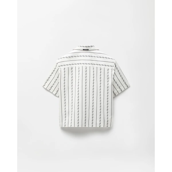 Versace Jacquard Cotton-Silk Shirt in White, view 3 | Shirts