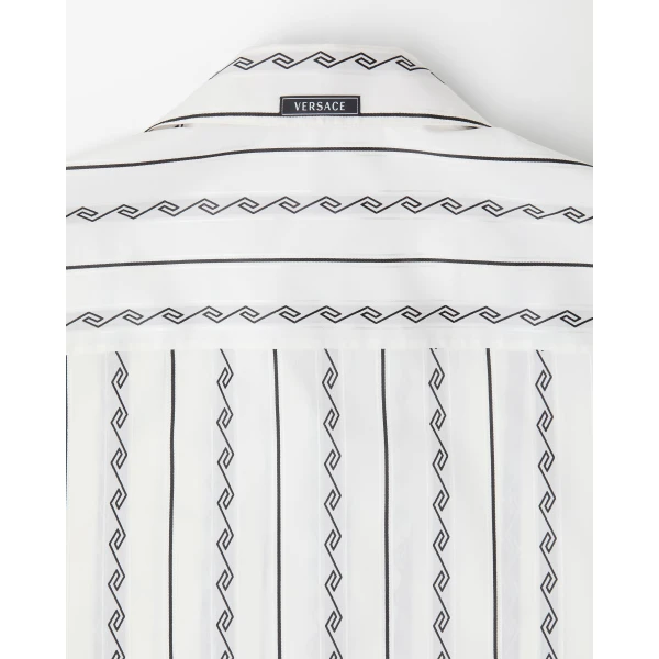 Versace Jacquard Cotton-Silk Shirt in White, view 4 | Shirts