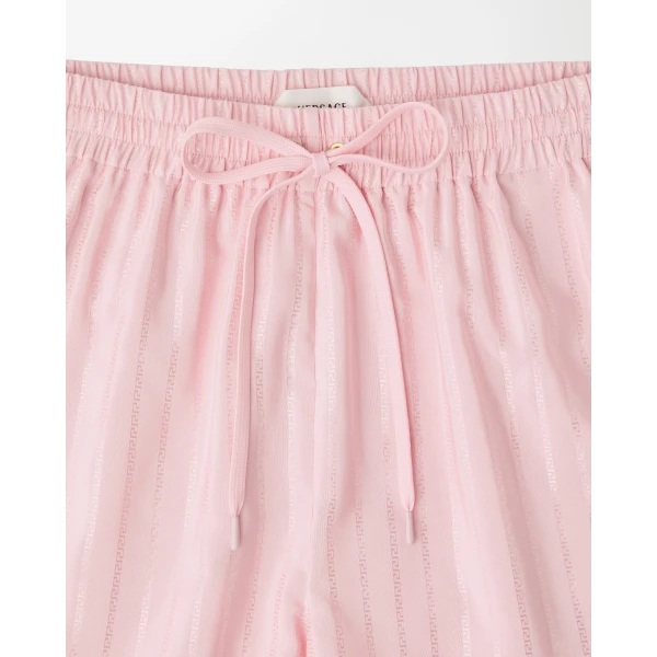 Versace Jacquard Cotton-Silk Shorts in Pink, view 2 | Shorts