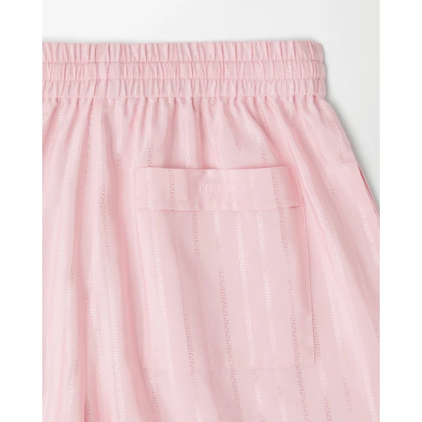 Versace Jacquard Cotton-Silk Shorts in Pink, view 4 | Shorts