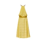 Versace Jacquard Silk Crêpe Satin Midi Dress in Yellow | Midi Dresses | Coveti
