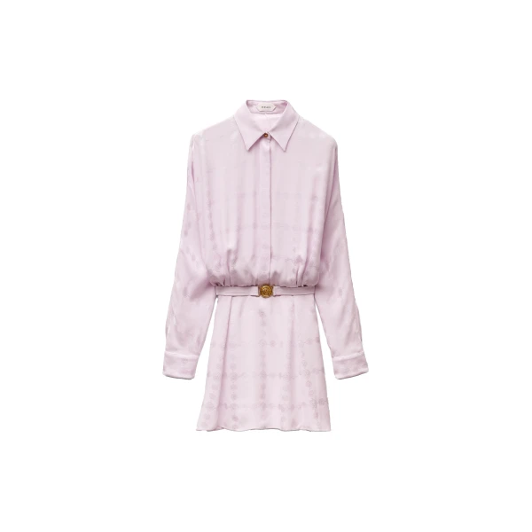 Jacquard Silk Crêpe Satin Mini Dress in Lilac