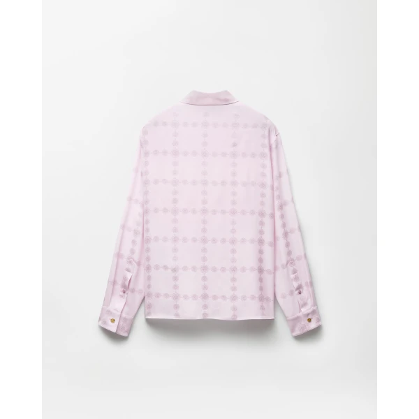 Versace Jacquard Silk Crêpe Satin Shirt in Lilac, view 3 | Shirts