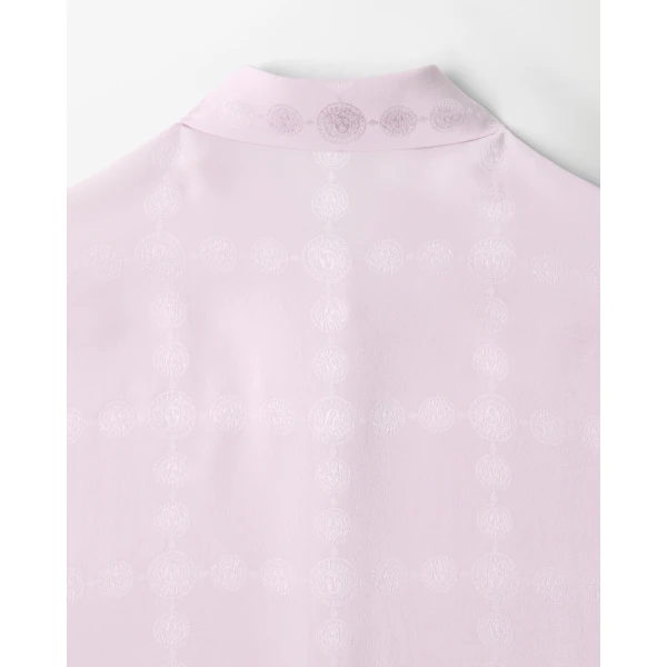 Versace Jacquard Silk Crêpe Satin Shirt in Lilac, view 4 | Shirts