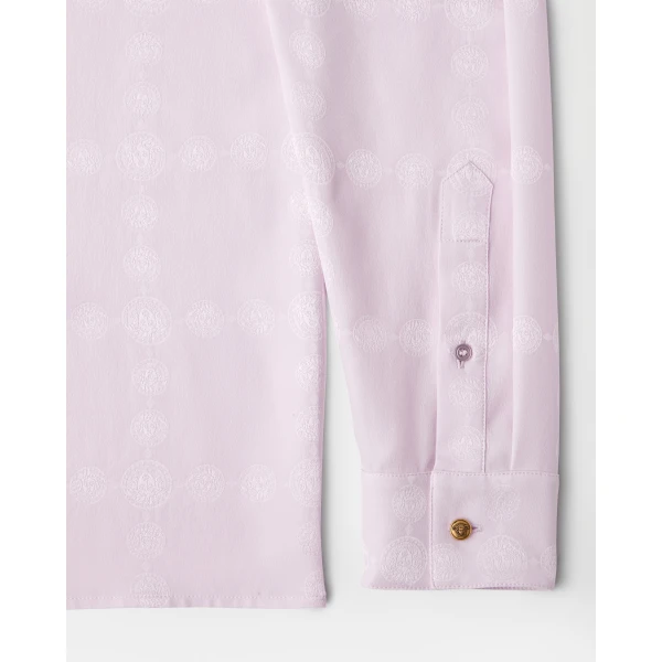 Versace Jacquard Silk Crêpe Satin Shirt in Lilac, view 5 | Shirts
