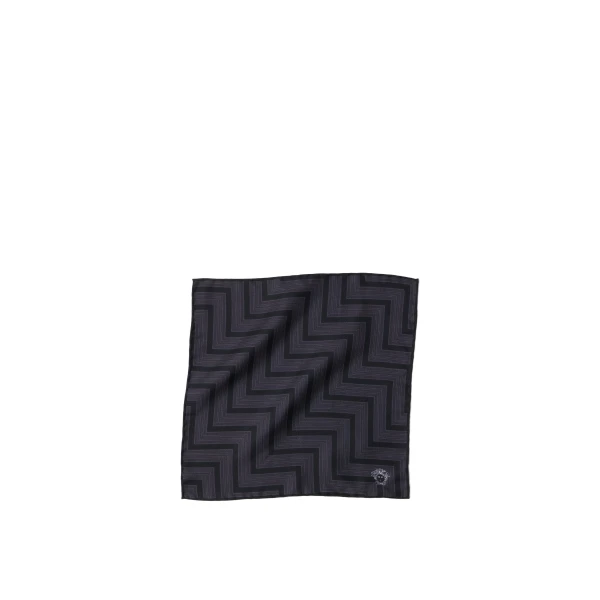 Versace Jacquard Silk Twill Pocket Square in Black | Scarves | Coveti