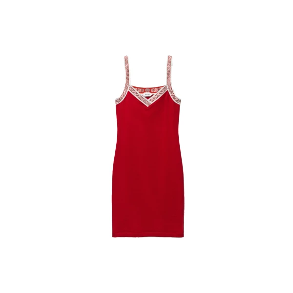 Jacquard Stretch Cotton-Jersey Mini Dress in Red