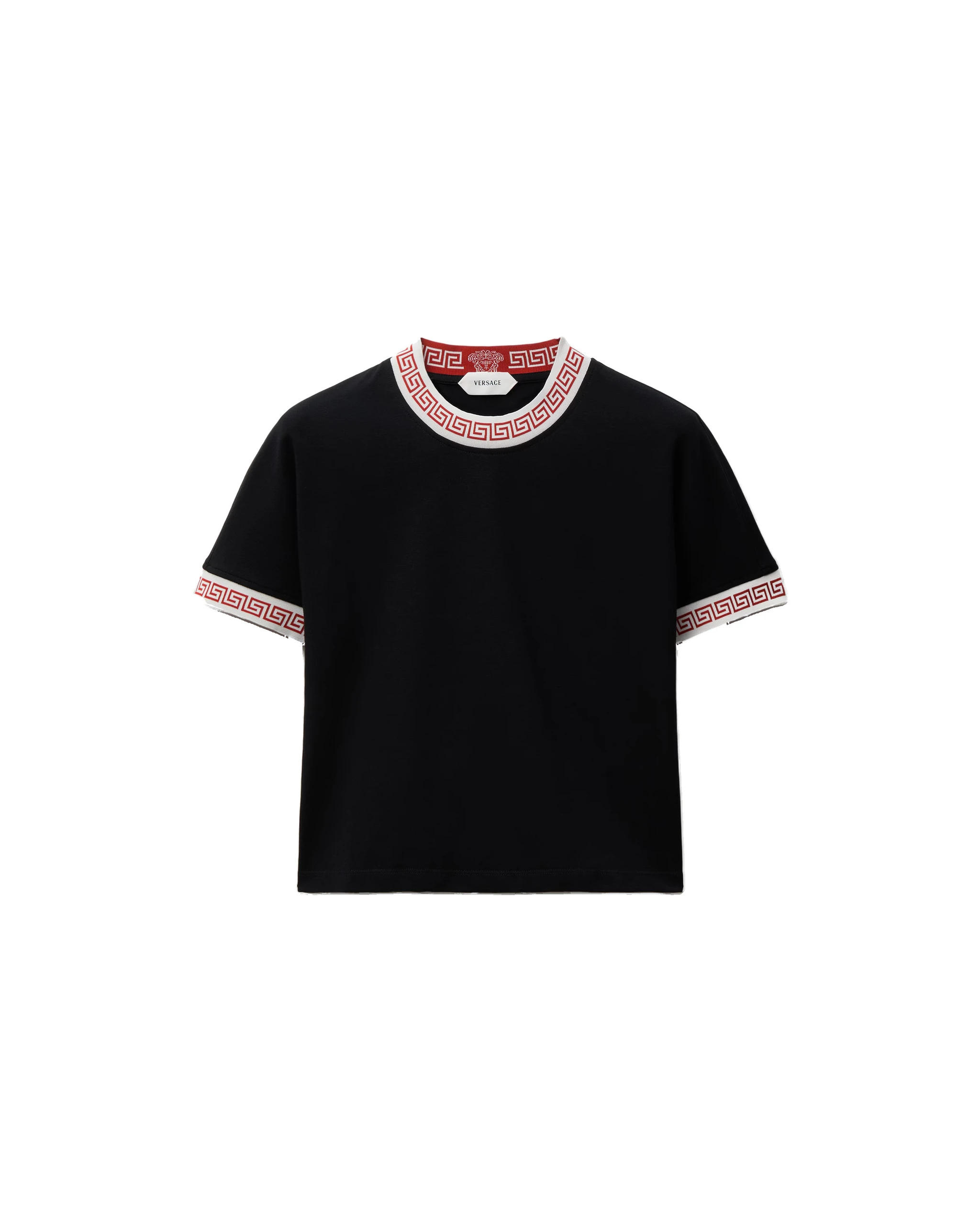 Versace Jacquard Stretch Cotton-Jersey T-Shirt in Black Versace Jacquard Stretch Cotton-Jersey T-Shirt in Black | T-shirts | Coveti
