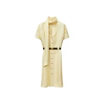 Versace Jacquard Viscose-Silk Midi Dress in Yellow | Midi Dresses | Coveti