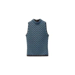 Versace Jacquard Wool and Viscose Knit Top in Brown and Dv Blue | Tops | Coveti