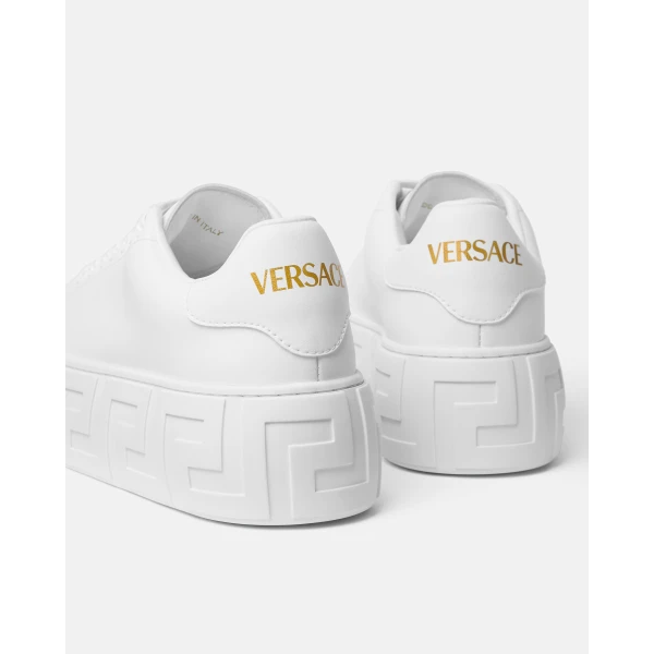 Versace La Greca Platform Sneakers in White, view 5 | Sneakers