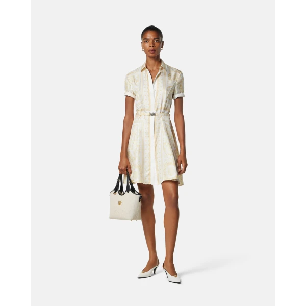 Versace La Medusa Canvas Mini Tote in Beige, view 4 | Mini Bags