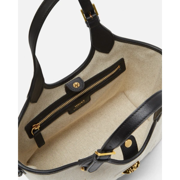 Versace La Medusa Canvas Mini Tote in Beige, view 5 | Mini Bags