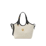 Versace La Medusa Canvas Mini Tote in Beige | Mini Bags | Coveti