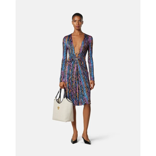 Versace La Medusa Canvas Tote in Beige, view 3 | Totes & Top-Handle Bags