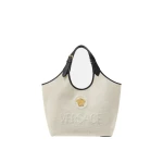 Versace La Medusa Canvas Tote in Beige | Totes & Top-Handle Bags | Coveti