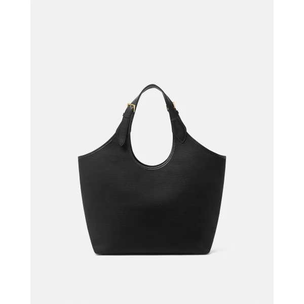 Versace La Medusa Canvas Tote in Black and Gold, view 5 | Totes & Top-Handle Bags