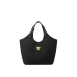 Versace La Medusa Canvas Tote in Black and Gold | Totes & Top-Handle Bags | Coveti