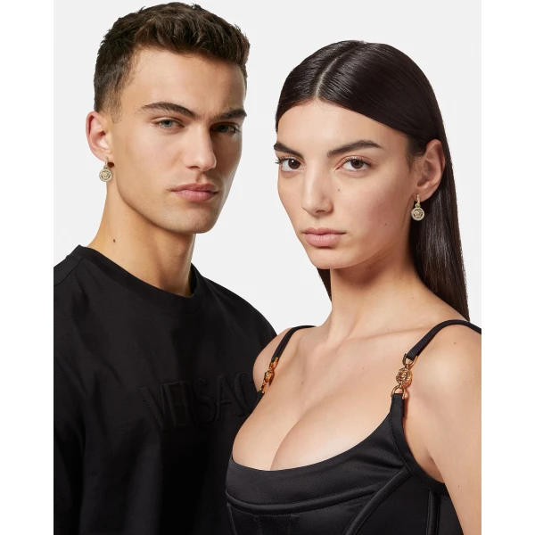 Versace La Medusa Crystal Earrings in Gold, Ref. DG2D748, view 2 | Earrings