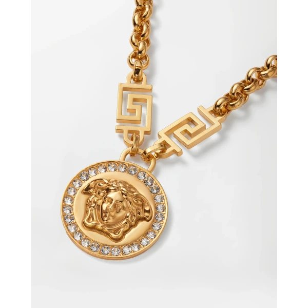 Versace La Medusa Crystal Necklace in Gold, Ref. DG1E009, view 2 | Necklace