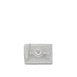 Versace La Medusa Embellished Satin Clutch in White | Clutch Bags | Coveti