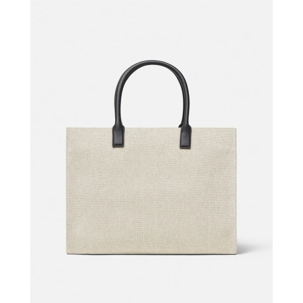 Versace La Medusa Large Canvas Tote in Beige, view 3 | Totes & Top-Handle Bags