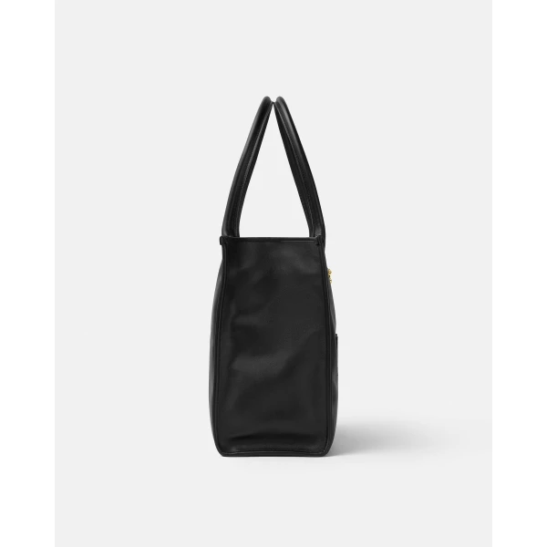 Versace La Medusa Large Leather Tote in Black and Gold, view 2 | Totes & Top-Handle Bags