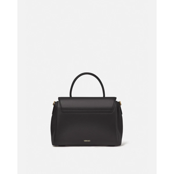 Versace La Medusa Leather Top-Handle in Black, view 3 | Totes & Top-Handle Bags