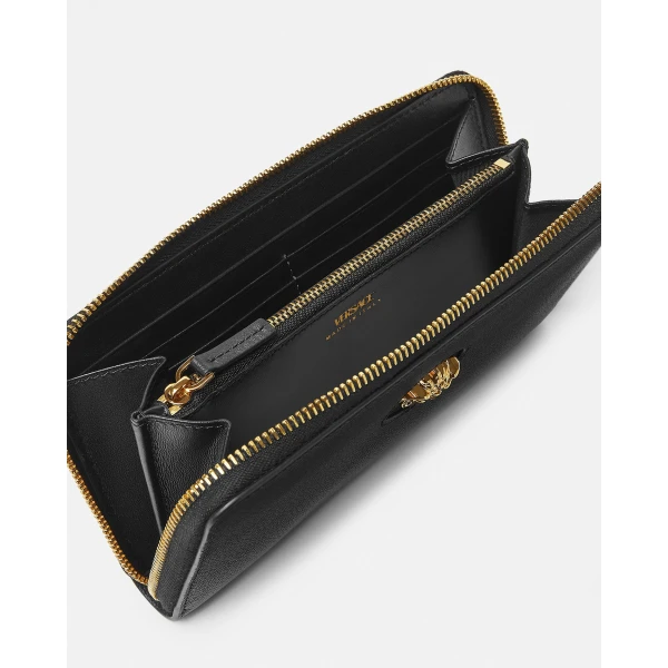 Versace La Medusa Leather Wallet in Black, view 2 | Wallets & Purses